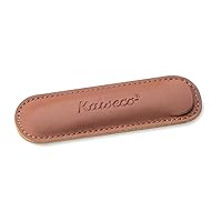 Kaweco Eco Brandy Leather Case I Pen Case for 2 Lilliput Pens I Genuine Leather Writing Case with Beautiful Embossing I Chic and Classic Pen Bag I Pen Case 10 x 1.5 x 4 cm in Brown