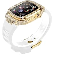 Diamond Bumper Case Modification Kit，For Apple Watch 8 7 6 SE 5 44/45mm Rubber Band Strap，For IWatch Series 44/45mm With Steel Bezel Blingbling Zircon Watch Accessories For Women