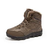 Men's Snow Boots Waterproof Warm Fur Lined Winter Ankle Boots for Men Hiking Boot Non-Slip Outdoor Ankle High-top Shoes Work Hiker Trekking Trail Lightweight Outdoor Shoes,Non-Slip Rubber Outsole