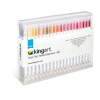 KINGART Studio Twin-Tip Sketch Markers, Set of 60 Unique & Vivid Colors, Set of 60