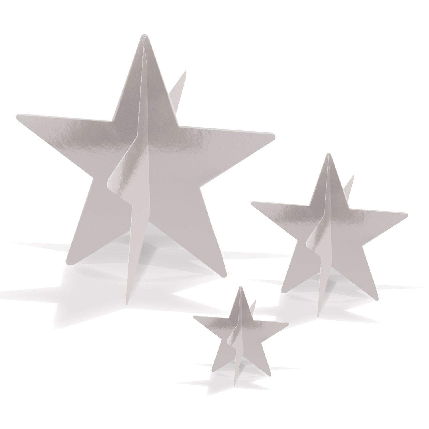 Beistle , 9 Piece 3-D Foil Star Centerpieces, 3