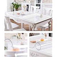 Clear Plastic Tablecloth Rectangle 100% Waterproof Oilproof Stain Resistant Wipeable Transparent Vinyl Table Cloth Protector (47x100 inch,Odorless)