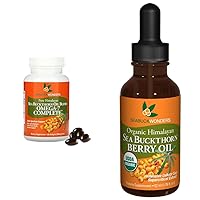 Omega-7 Complete 120 Softgels & Organic Sea Buckthorn Berry Oil 1.76oz for Skin & Health