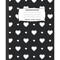 Black And White Composition Notebook: Wide-Ruled, 7.5 x 9.25 in, 110 Pages, For kids, Teens, and Adults (Composition Notebooks)