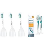 Genuine E-Series Replacement Toothbrush Heads, 3 Brush Heads, White, HX7023/30 & for Kids 7+ Genuine Replacement Toothbrush Heads, 2 Brush Heads