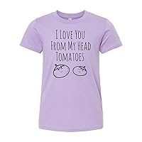 I Love You From My Head Tomatoes, Graphic Kids' Tee, Unisex Kids' T Shirt, Shirts With Sayings, Columbia Blue or Lavender (XL, Lavender)
