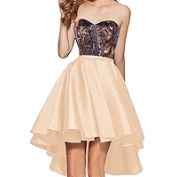 Dance Prom Dresses Satin and Camo Bridesmaid Gowns High Low