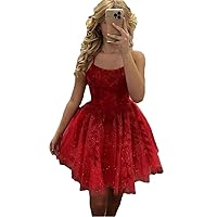 Women's Spaghetti Straps Short Prom Dress Appliques Teens Homecoming Dresses Party Cocktail Gown