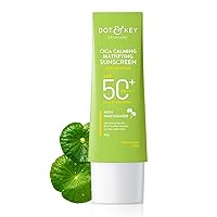 Dot Key CICA Calming Mattifying Sunscreen SPF 50 PA++++ | For Oily Acne Prone & Sensitive Skin | UVA/UVB Protection | No White Cast, Ultra Light, Fragrance Free & Quick Absorbing | 50g
