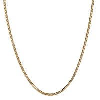 14k Gold 3mm Semi solid Franco Chain Necklace Jewelry for Women - Length Options: 18 20 22 24 26