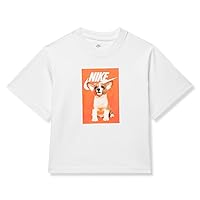 Nike Girl's NSW Boxy Puppy Tee (Little Kids/Big Kids) White LG (14-16 Big Kid)