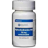 Diphenhydramine 25 mg Generic Benadryl Allergy Medicine and Antihistamine 100 Capsules