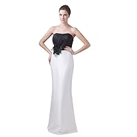 Black And White Strapless Mermaid Bridesmaid Dresses With Flower Detail