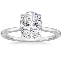 5.0 CT Oval Colorless Moissanite Engagement Ring, Wedding/Bridal Ring, Solitaire Halo Style, Solid Gold Silver Vintage Antique Anniversary Promise Ring Gift for Her