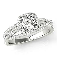 Moissanite Engagement Ring, Cushion Cut 2.0 CT Colorless Stone, 925 Sterling Silver Setting with 18K Gold Ring