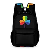 Rainbow Shamrock Laptop Backpack Cute Daypack for Camping Shopping Traveling