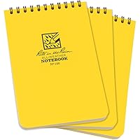 Rite in the Rain Weatherproof Top Spiral Notepad, Yellow Cover, Universal Pattern, 3 Pack (No. 146-3), 6 x 4 x 0.375