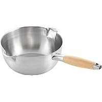 Yoshikawa aikata PD3007 Snow Flat Pot, 7.9 inches (20 cm), Gas Fire, Induction Compatible, Stainless Steel, Made in Japan, Tsubamesanjo, Double-Sided Spout Milk Pan