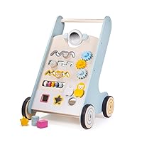 Bigjigs Toys 100% FSC® Certified Activity Baby Walker - Wooden Walkers for Babies, Eco-Friendly Baby Walkers for 1 Year Olds, Push Along Toys