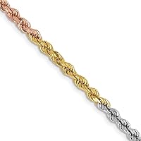 14k Gold D Cut Rope Chain Necklace Jewelry Gifts for Women in White Gold Yellow Gold Choice of Lengths 16 18 20 22 24 30 and Variety of mm Options
