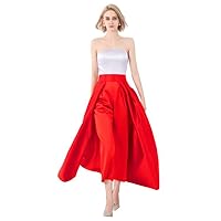 Women's Two Piece Jumpsuits Prom Dresses Satin Off Soulder Evening Gowns with Detachable Skirt Orange Red