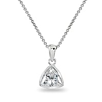 B. BRILLIANT Sterling Silver Trillion Bezel-Set Pendant Necklace & Dangle Leverback Earrings Set Made with AAA Cubic Zirconia