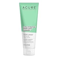 Acure Ultra Hydrating Green Juice Face Cleanser - Day & Night Facial Cleansing Foam, 4 fl oz
