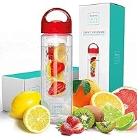 Water Bottles - Fruit Infuser Bottle with Unique Leak Proof Silicone Sealed Cap - Perfect for Runs, Walks, Hikes, and Outdoor Activities - Tritan Shatter Proof Plastic - 24 oz Red