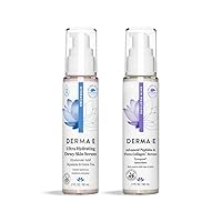 DERMA E Advanced Peptides and Vegan Flora-Collagen Serum 2 oz + Ultra Hydrating Dewy Skin Serum 2 oz
