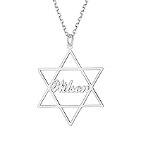 Custom4U Personalized Name Star of David Pendant Necklace Sterling Silver Accessories