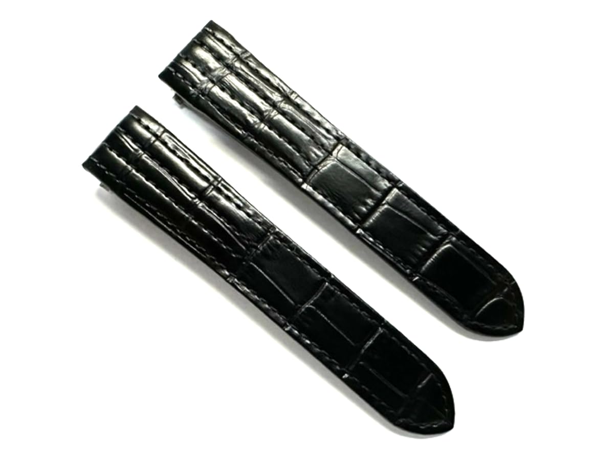 Ewatchparts 20MM LEATHER WATCH STRAP BAND COMPATIBLE WITH CARTIER ROADSTER QUICK RELEASE BLACK TOP QLY