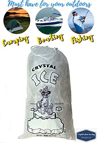 Crystal Clear Plastic Ice Bags with Cotton Draw String, 10 lb., Pack of 100