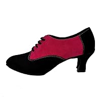 HIPPOSEUS Latin Dance Shoes for Women with Closed Toe Lace up Ballroom Latin Salsa Tango Dance Practice Shoes Low Heel,Model L318
