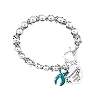 Fundraising For A Cause Ovarian Cancer Awareness Where There is Love There is Life Heart Charm Bracelet (1 Bracelet - Retail)