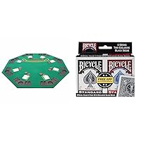 Trademark Poker Deluxe Solid Wood Poker and Blackjack Table Top with Case,Black/Green 48 x 48-Inch & Bicycle Standard Index (Black/Red), Pack of 4