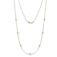 Peridot & Natural Diamond by Yard 7 Station Necklace (SI2-I1, G-H) 0.50 ctw 14K Rose Gold