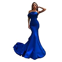 Women's One Shoulder Mermaid Evening Dresses Long Sweep Ruffles Prom Party Gowns