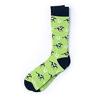 Talk Derby To Me Men's Horse Pony Blanket Hipster Novelty Crew Carded Cotton Socks (1 Pair)