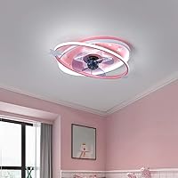 Kids Bedroom Ceiling Fan with Led Light and Remote Control 3 Speeds with Timer Dimmable Fan Ceiling Light Modern Living Room T Ceiling Fan Light/Pink