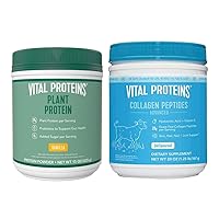 Collagen Peptides Powder 20 oz Unflavored + 15 oz Vanilla Plant Protein Powder