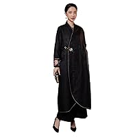 Women Long Overcoat Embroidered Trench Coat Heavy Silk Fragrant Cloud Yarn Jacquard Chinese Warm Coat 2536