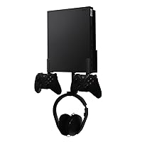 Nymus Wall Mount for Xbox One X, Metal Xbox One X Wall Mount with Detachable 2 Controller Holder & Headphone Hanger, Not Fit for One Original