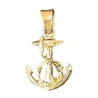 Silver Anchor With Rope Pendant | 14K Yellow Gold-plated 925 Silver Anchor With Rope Pendant