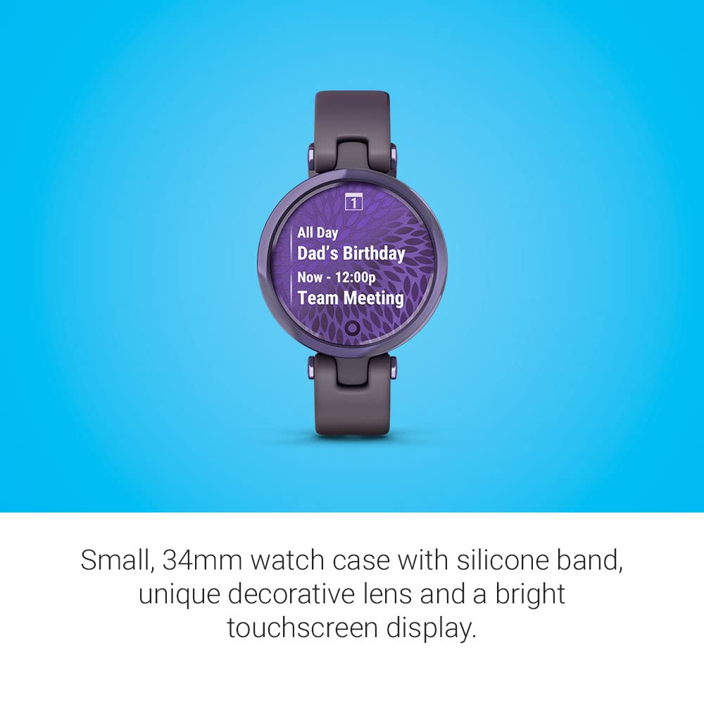 Garmin Lily™, Small Smartwatch with Touchscreen and Patterned Lens, Dark Purple