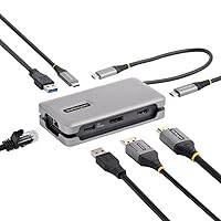 StarTech.com USB-C Multiport Adapter - 4K 60Hz HDMI/DP - 3-Port USB Hub - 100W Power Delivery Pass-Through - GbE - Travel Mini Docking Station w/Charging - 1ft/30cm Wrap-Around Cable (DKT31CDHPD3)