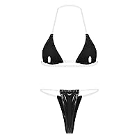 ACSUSS Women Sexy Push-Up Clear Strap Swimwear Bikini Micro Thong Swimsuit Bandeau Bikini Set Biquinis