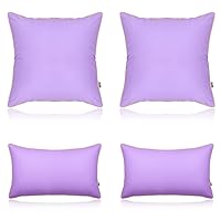 Set of 4 Outdoor Waterproof Pillow Covers 18x18 Inch and 12x20 Inch Fadeproof Pillowcase Silicone Leather Garden Cushion Sham Durable Decorative for Patio Tent Sunbrella Sofa, Purple