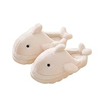 Plush Home Slippers for Men and Women, Cartoon Shark Animal Cotton Slippers, Winter Indoor Warm Slippers, Soft and Comfortable Thick-soled Shoes for Outdoor Slippers