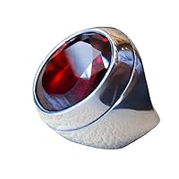 Red Garnet Mans Ring, Natural Garnet Ring, January Birthstone, Plain Mens Ring, 925 Sterling Silver, Handmade Jewelry, Ottoman Turkish Arabic Ring, Christmas, Unisex, Wedding, Natural Gemstone Ring, Q-809