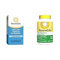 Renew Life Extra Care Digestive Probiotic Capsules, Daily Supplement Supports Immune & Adult Daily Digestive Prebiotic Fiber, 150 Vegetarian Capsules (Package May Vary)